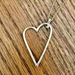 Lucky Brand | Open Heart Pendant Necklace | Gold Tone | 35” Adjustable